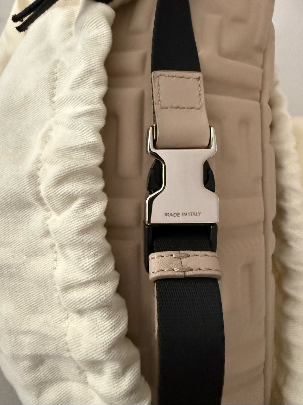 Fendi Cream Embossed FF Crossbody Belt Bag - Picture 6 of 7